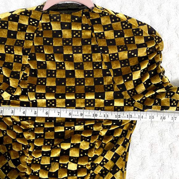 Urban Outfitters Natalia Velvet Mock Neck Burnout Dice Long Sleeve Top M - Picture 7 of 7